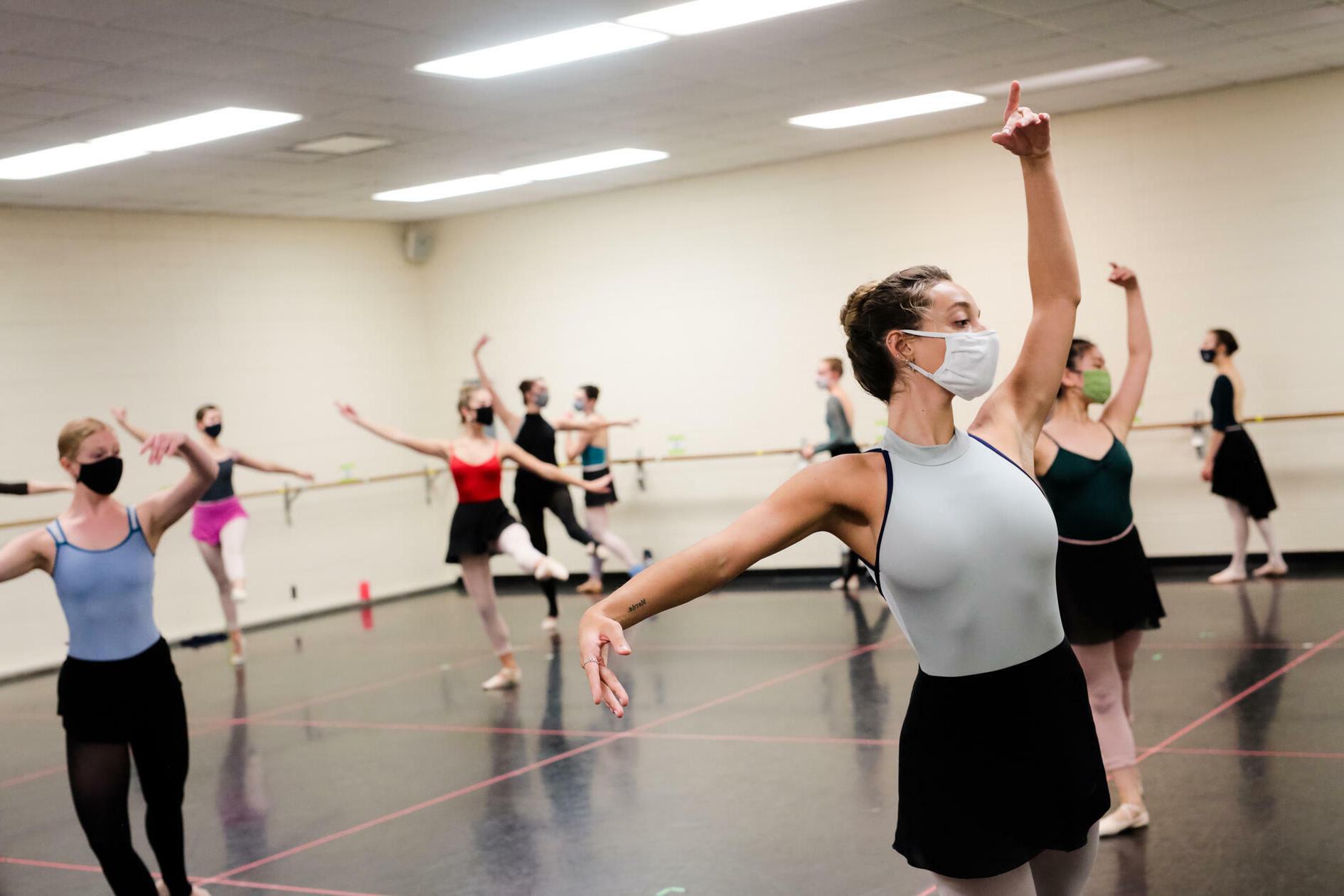 Dancers in a practice room